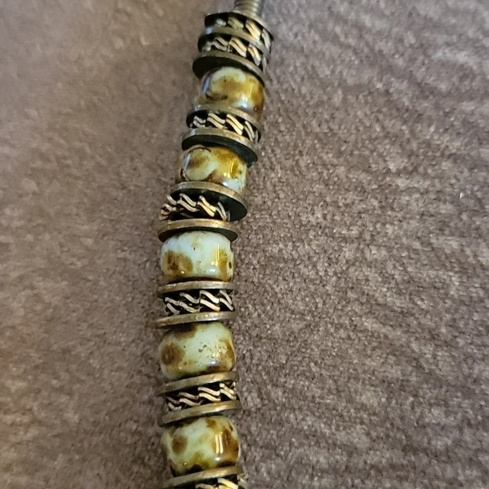 VTG Primitive Nomad Warrior Wasteland Stone Ceramic Beaded Grunge Necklace
